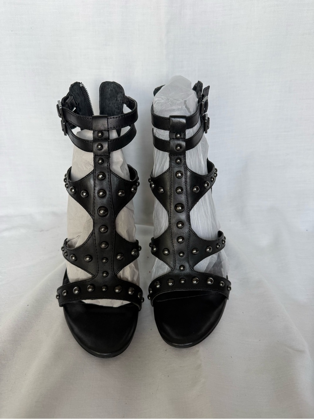 Gianni Bini Black Gladiator Studded Block Heel-Size 6.5, Worn Once